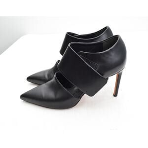 VINCE Two-Piece Leather Ankle Wrap Pointy Toe 'Capri' Pump in Black 10